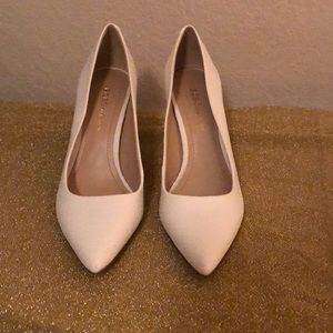 White BCBG Generation Snakeskin Pumps